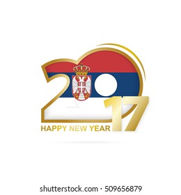 Year 2017 with Serbia Flag pattern. Happy New Year Design on white background. Vector Illustration.