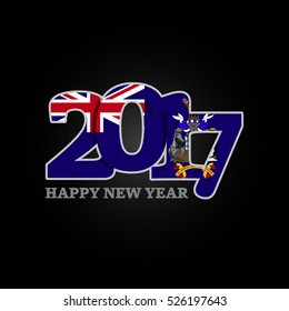 Year 2017 with South Georgia Flag pattern. Happy New Year Design on black background. Vector Illustration.