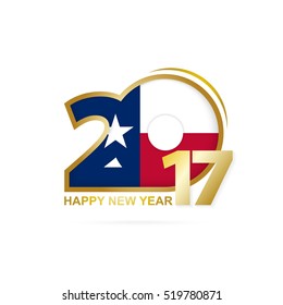 Year 2017 with Texas state Flag pattern. Happy New Year Design on white background. Vector Illustration.