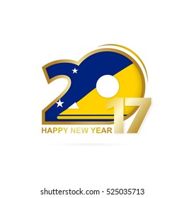 Year 2017 with Tokelau Flag pattern. Happy New Year Design on white background. Vector Illustration.