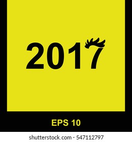 Year 2017 vector black icon. Isolated illustration. Business picture.