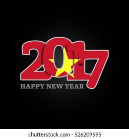 Year 2017 with Vietnam Flag pattern. Happy New Year Design on black background. Vector Illustration.
