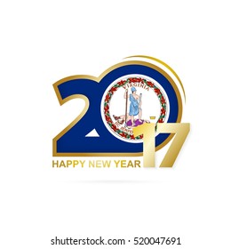 Year 2017 with Virginia state Flag pattern. Happy New Year Design on white background. Vector Illustration.