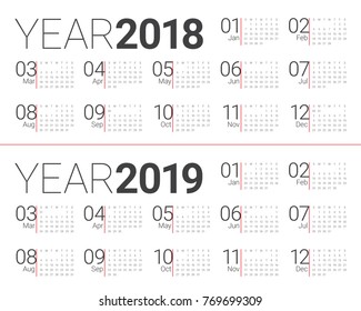 Year 2018 2019 calendar vector