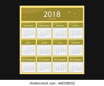 Year 2018 calendar template vector illustration.