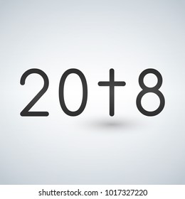 Year 2018 with cross, christian concept. Vector Illustration.