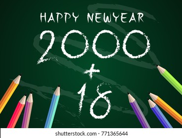 Year 2018 Education concept back to school on blackboard background