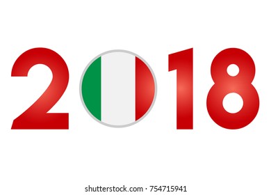 Year 2018 with Italy Flag