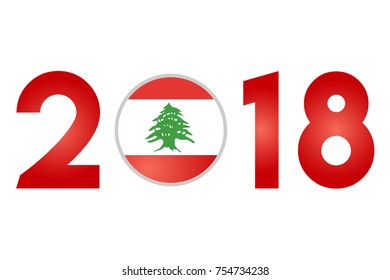 Year 2018 with Lebanon Flag