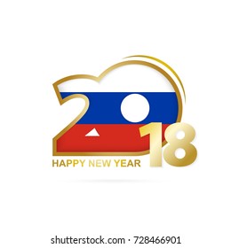 Year 2018 with Russia Flag pattern. Happy New Year Design. Vector Illustration.