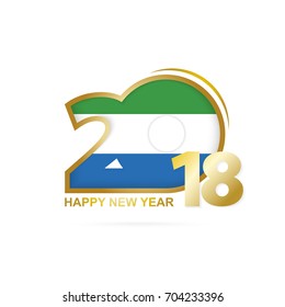 Year 2018 with Sierra Leone Flag pattern. Happy New Year Design. Vector Illustration.