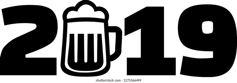 Year 2019 with beer mug