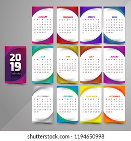 Year 2019, Calendar Beautiful Design