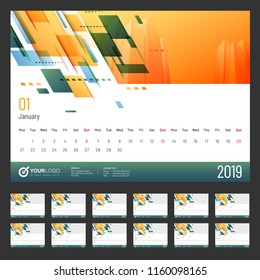 Year 2019, Calendar Design.