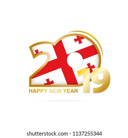 Year 2019 with Georgia Flag pattern. Happy New Year Design. Vector Illustration.