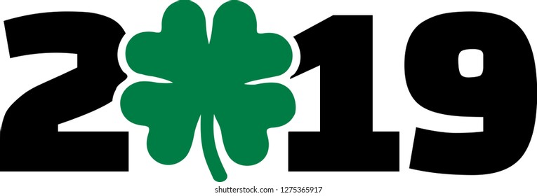 Year 2019 with green shamrock