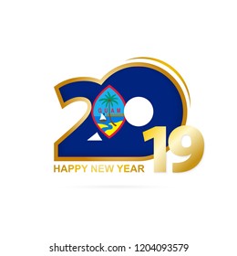 Year 2019 with Guam Flag pattern. Happy New Year Design. Vector Illustration.