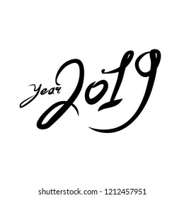 year 2019. Handwritten 2019 for the New Year. Vector template design. 
