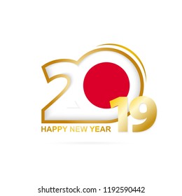 Year 2019 with Japan Flag pattern. Happy New Year Design. Vector Illustration.