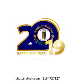 Year 2019 with Kentucky Flag pattern. Happy New Year Design. Vector Illustration.