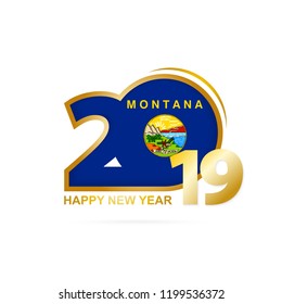 Year 2019 with Montana Flag pattern. Happy New Year Design. Vector Illustration.