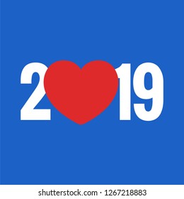 Year 2019 Typography Concept Design with Heart