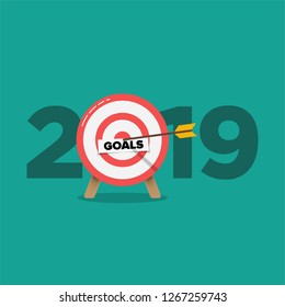 Year 2019 Typography Concept Design with Goal Target Board and Arrows