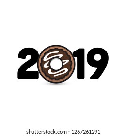 Year 2019 Typography Concept Design with Donut