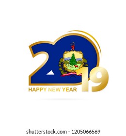 Year 2019 with Vermont Flag pattern. Happy New Year Design. Vector Illustration.
