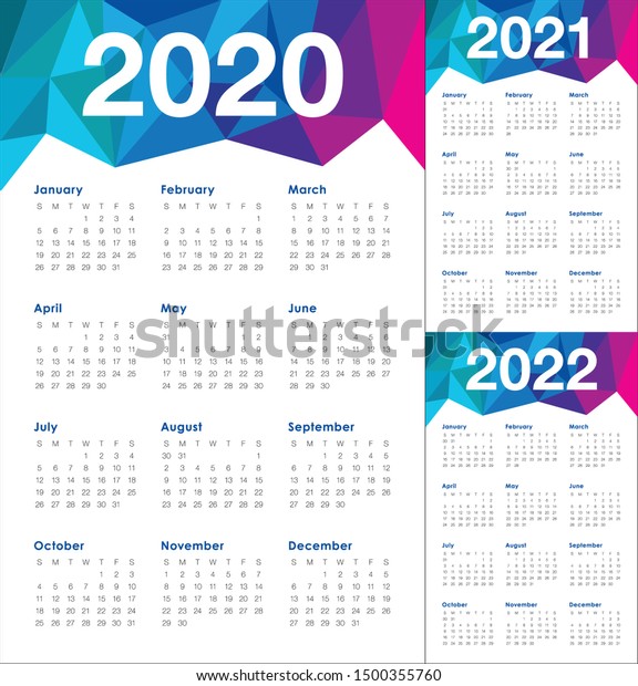 Year 2020 2021 2022 Calendar Vector Stock Vector Royalty Free 1500355760