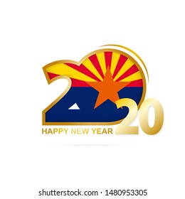 Year 2020 with Arizona Flag pattern. Happy New Year Design. Vector Illustration.