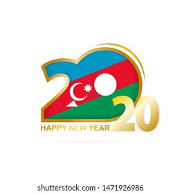 Year 2020 with Azerbaijan Flag pattern. Happy New Year Design. Vector Illustration.