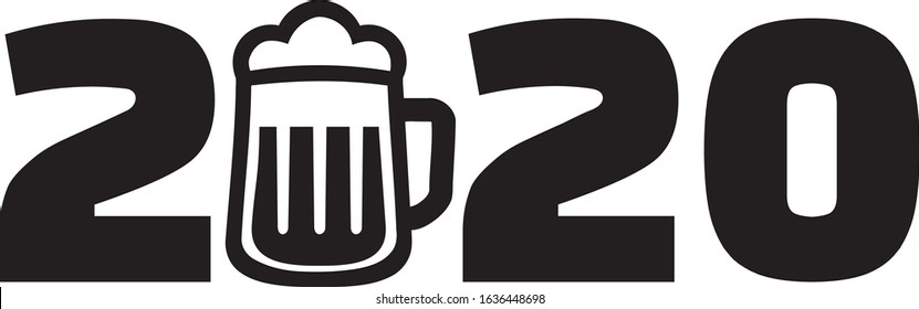 Year 2020 with beer mug