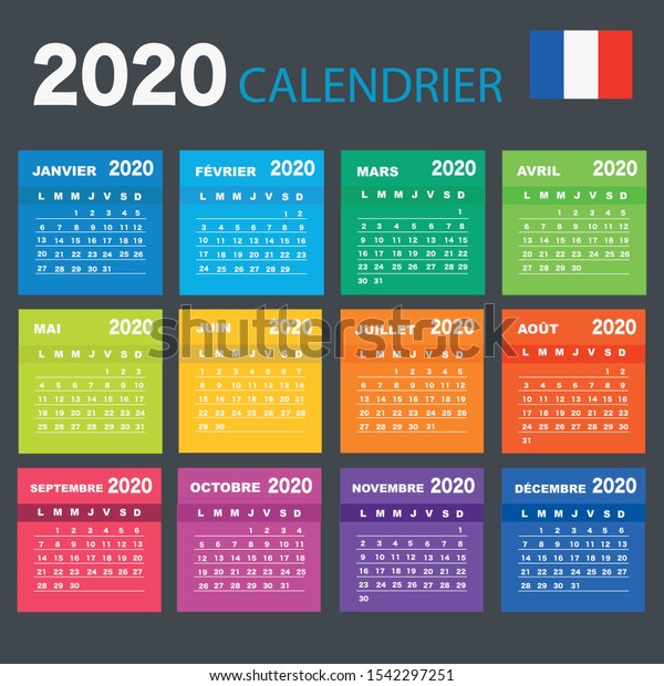 Year Colorful Monthly Calendar French Stock Vector Royalty Free