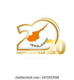 Year 2020 with Cyprus Flag pattern. Happy New Year Design. Vector Illustration.