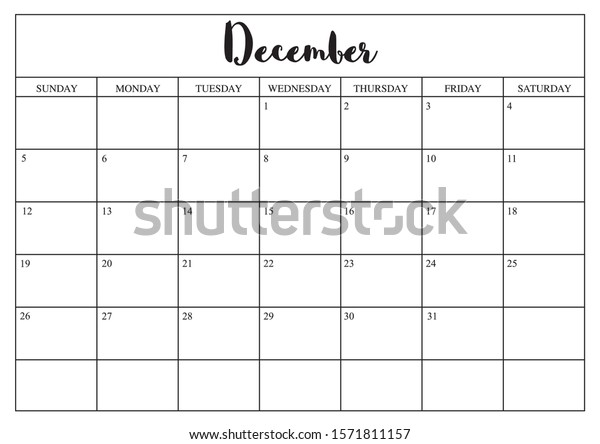 Year 2020 December Planner Monthly Planner Stock Vector (Royalty Free ...