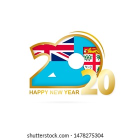 Year 2020 with Fiji Flag pattern. Happy New Year Design. Vector Illustration.