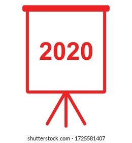 Año 2020 y folleto sobre blanco