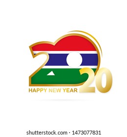 Year 2020 with Gambia Flag pattern. Happy New Year Design. Vector Illustration.