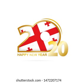Year 2020 with Georgia Flag pattern. Happy New Year Design. Vector Illustration.