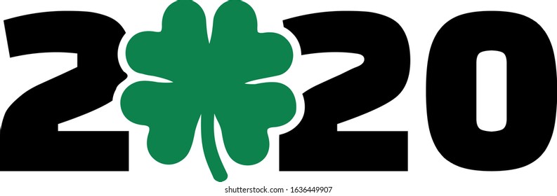 Year 2020 with green shamrock