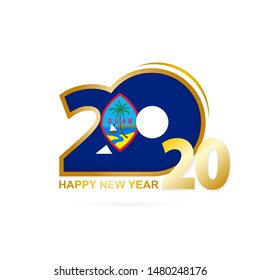 Year 2020 with Guam Flag pattern. Happy New Year Design. Vector Illustration.
