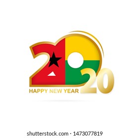 Year 2020 with Guinea-Bissau Flag pattern. Happy New Year Design. Vector Illustration.