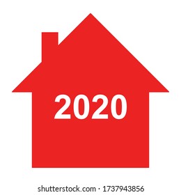 Year 2020 and home on white
