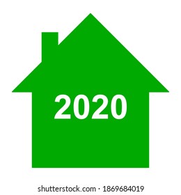 Year 2020 and home on white