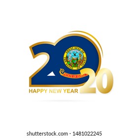 Year 2020 with Idaho Flag pattern. Happy New Year Design. Vector Illustration.