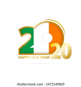Year 2020 with Ireland Flag pattern. Happy New Year Design. Vector Illustration.