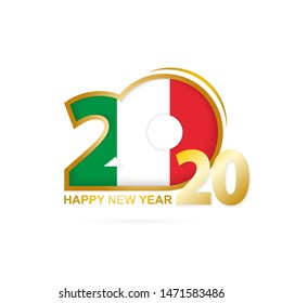 Year 2020 with Italy Flag pattern. Happy New Year Design. Vector Illustration.