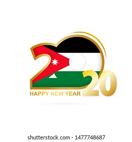 Year 2020 with Jordan Flag pattern. Happy New Year Design. Vector Illustration.