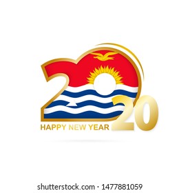 Year 2020 with Kiribati Flag pattern. Happy New Year Design. Vector Illustration.